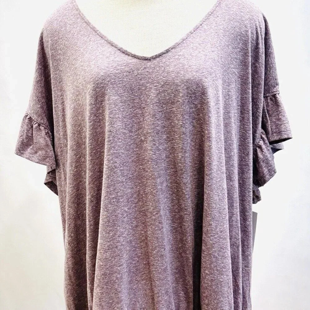 NWT SONOMA Women Short Sleeve Pull Over Elastic Waist Purple Shirt Top Size 3X